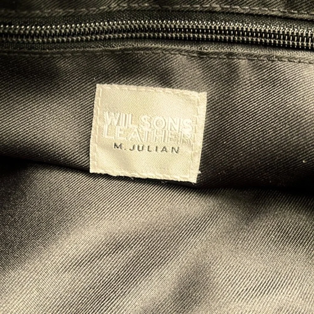 Wilson Leather M. JULIEN Laptop Bag Crossbody Messenger Black Denim trim/strap